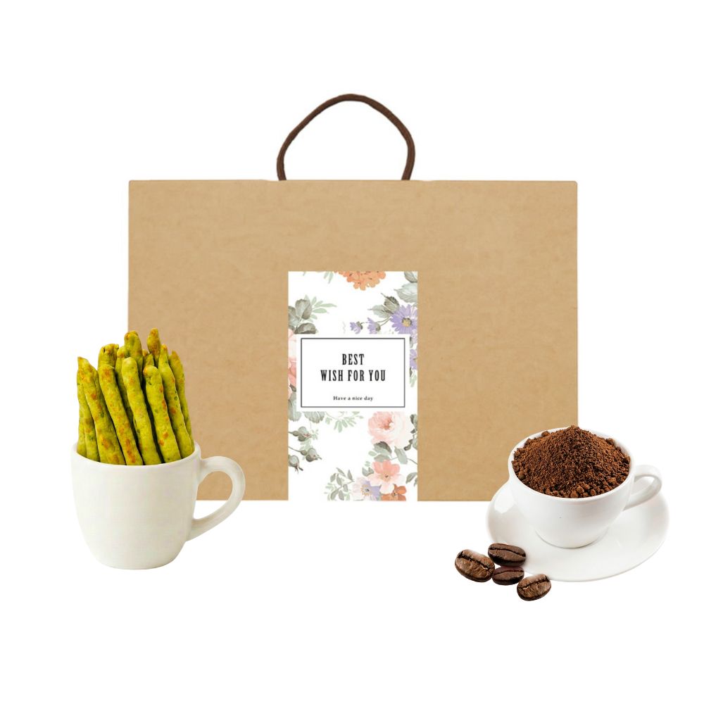 順便幸福 順便幸福-午茶禮盒-抹茶起司棒+杏仁果黑巧克咖啡粉(餅乾 零食 甜點)