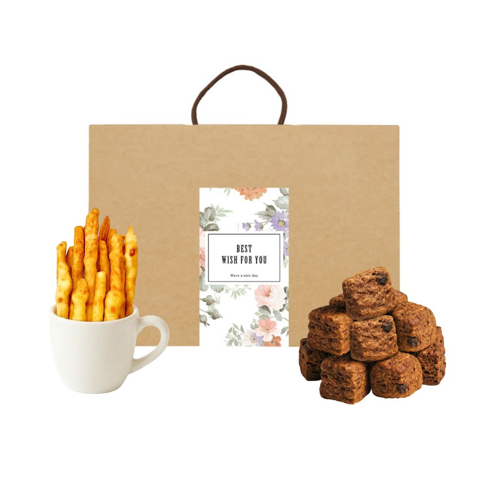 順便幸福 順便幸福-午茶禮盒-原味起司棒+可可司康脆脆(餅乾 零食 甜點)