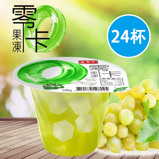 盛香珍 零卡大果凍 白葡萄 (180g*24杯)(箱)