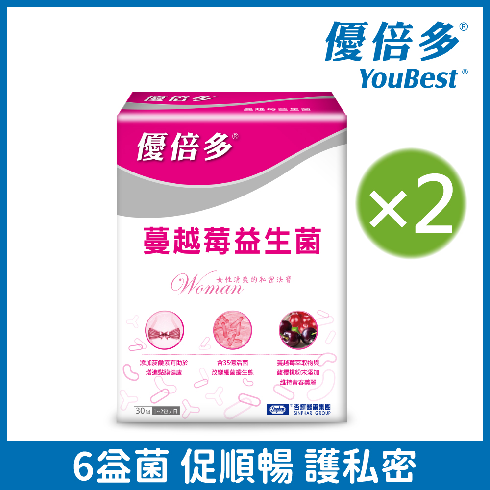 杏輝醫藥 【優倍多YouBest】蔓越莓益生菌 二入組