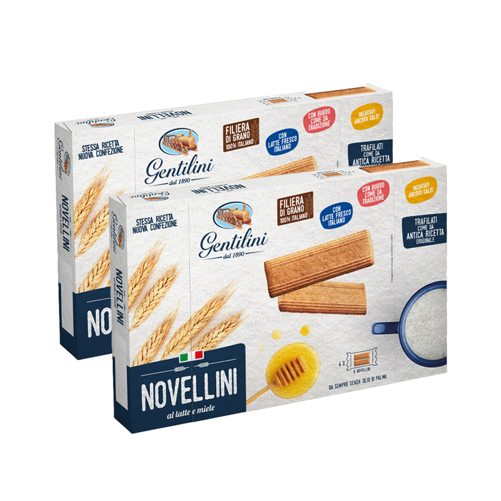 【Gentilini】義大利經典蜂蜜牛奶餅乾240gx2盒