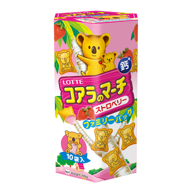 LOTTE 樂天 小熊餅家庭號-草莓(195g)