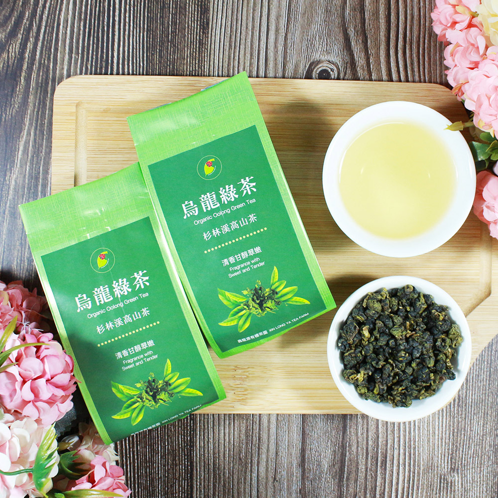鑫龍源 【有機茶】杉林溪清香甘醇翠嫩有機烏龍綠茶葉50gx2包(共100g /有機綠茶/附提袋;生青茶;無焙火;無發酵)