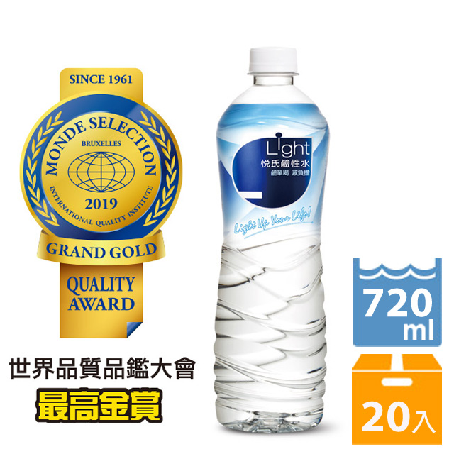 《悅氏》720ml light鹼性水(20瓶/箱)