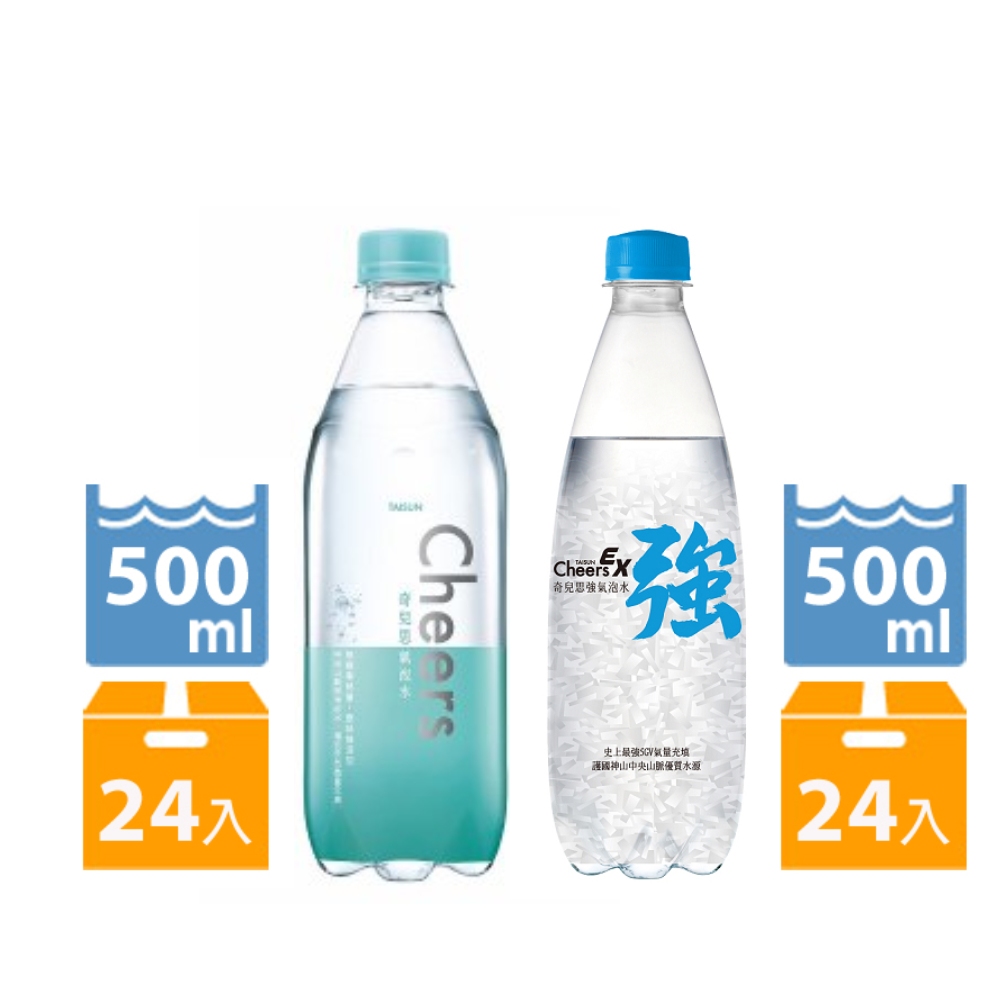 泰山 Cheers氣泡水500ml(24入/箱) + Cheers EX 強氣泡水500ml(24入/箱) - PChome 24h購物