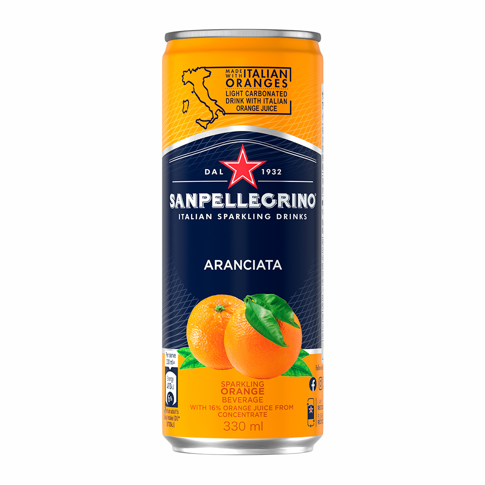 S.Pellegrino 聖沛黎洛 氣泡水果水 罐裝-甜橙(330mlx24入)