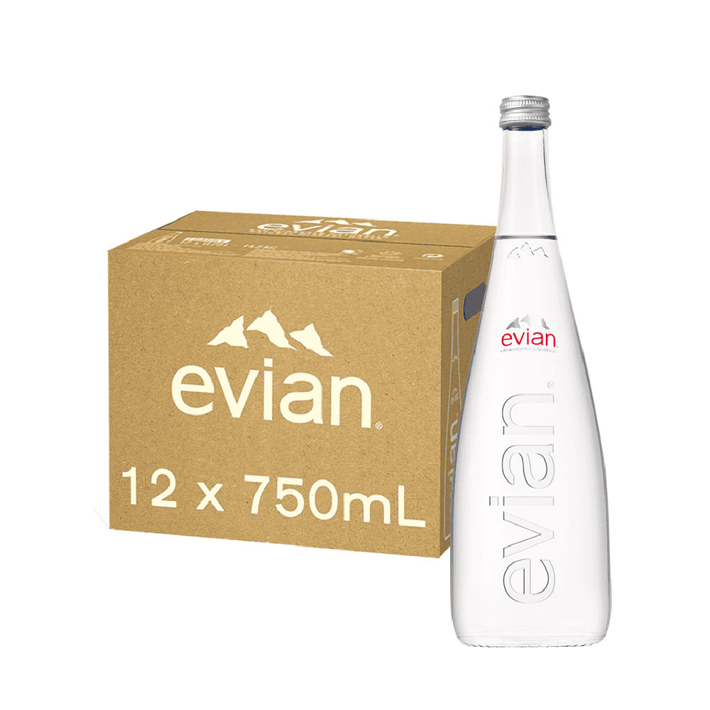 【evian 依雲】天然礦泉水玻璃瓶750ml 12 入