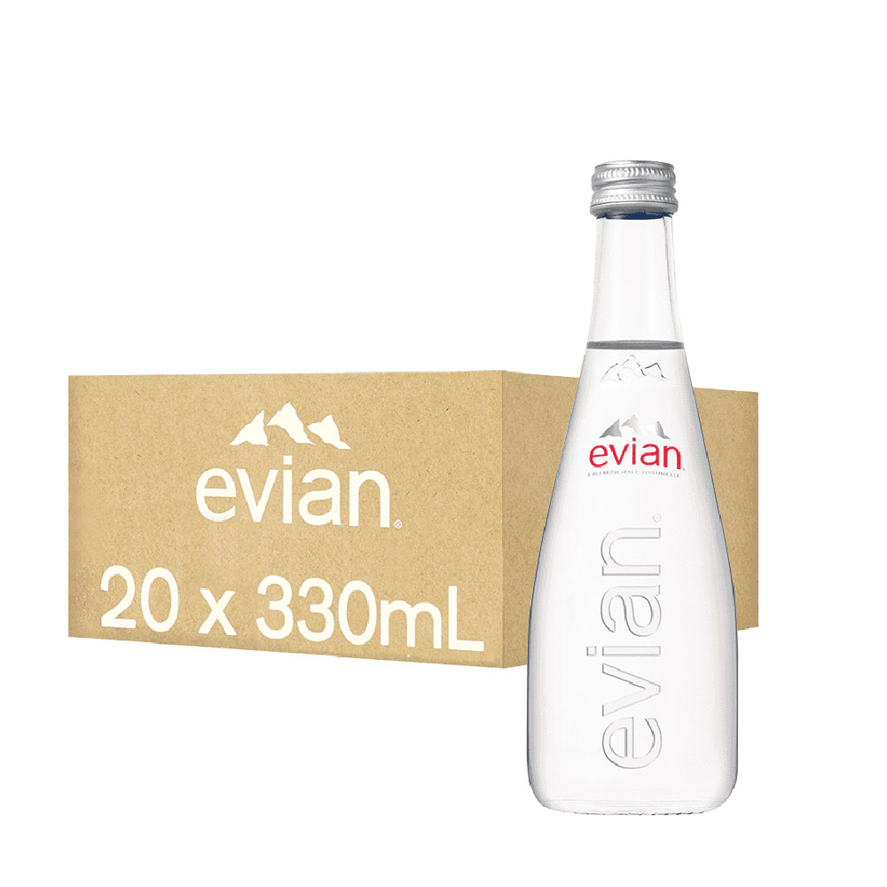 【evian 依雲】天然礦泉水玻璃瓶330ml 20 入