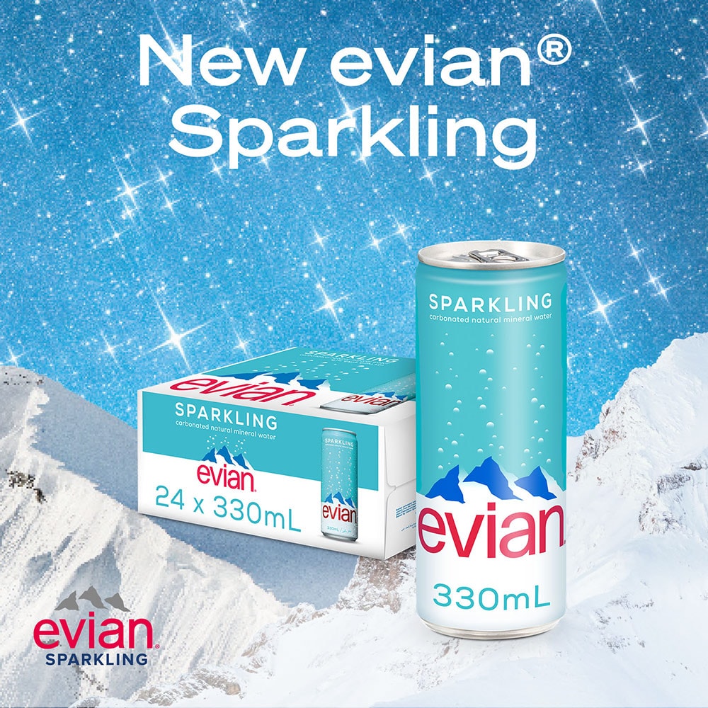 evian 【evian依雲】氣泡礦泉水(鋁罐330ml/24入) 兩箱