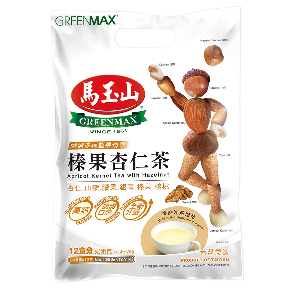 《馬玉山》榛果杏仁茶(30g*12入/袋)~全新升級