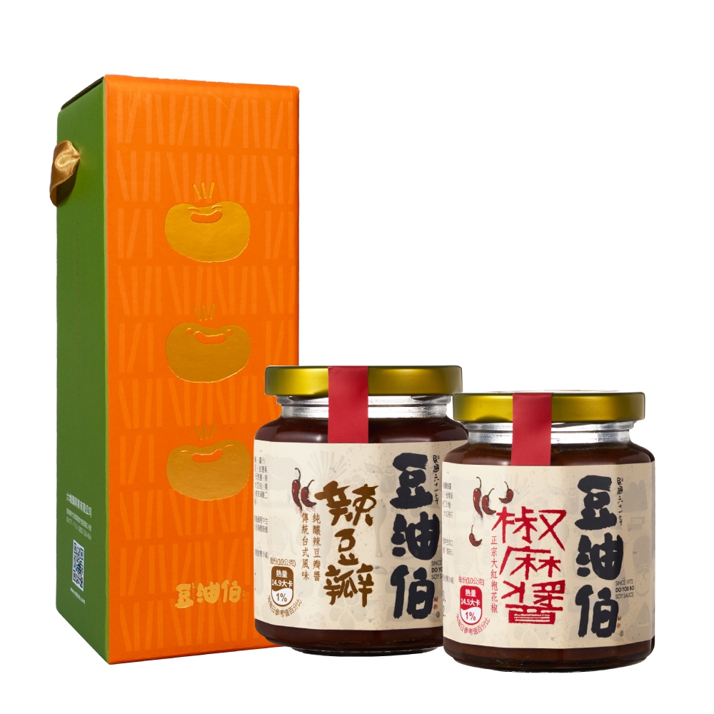 豆油伯 經典醬料禮盒組(椒麻醬260g+辣豆瓣醬280g)   (禮盒顏色隨機出貨)