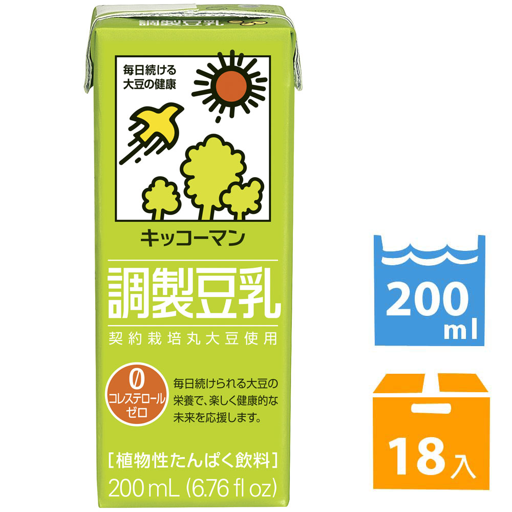 龜甲萬 【 限 時 優 惠 】龜甲萬豆乳豆奶-調製豆乳 (200ml *18入) #日本製造#豆漿#豆奶#原味