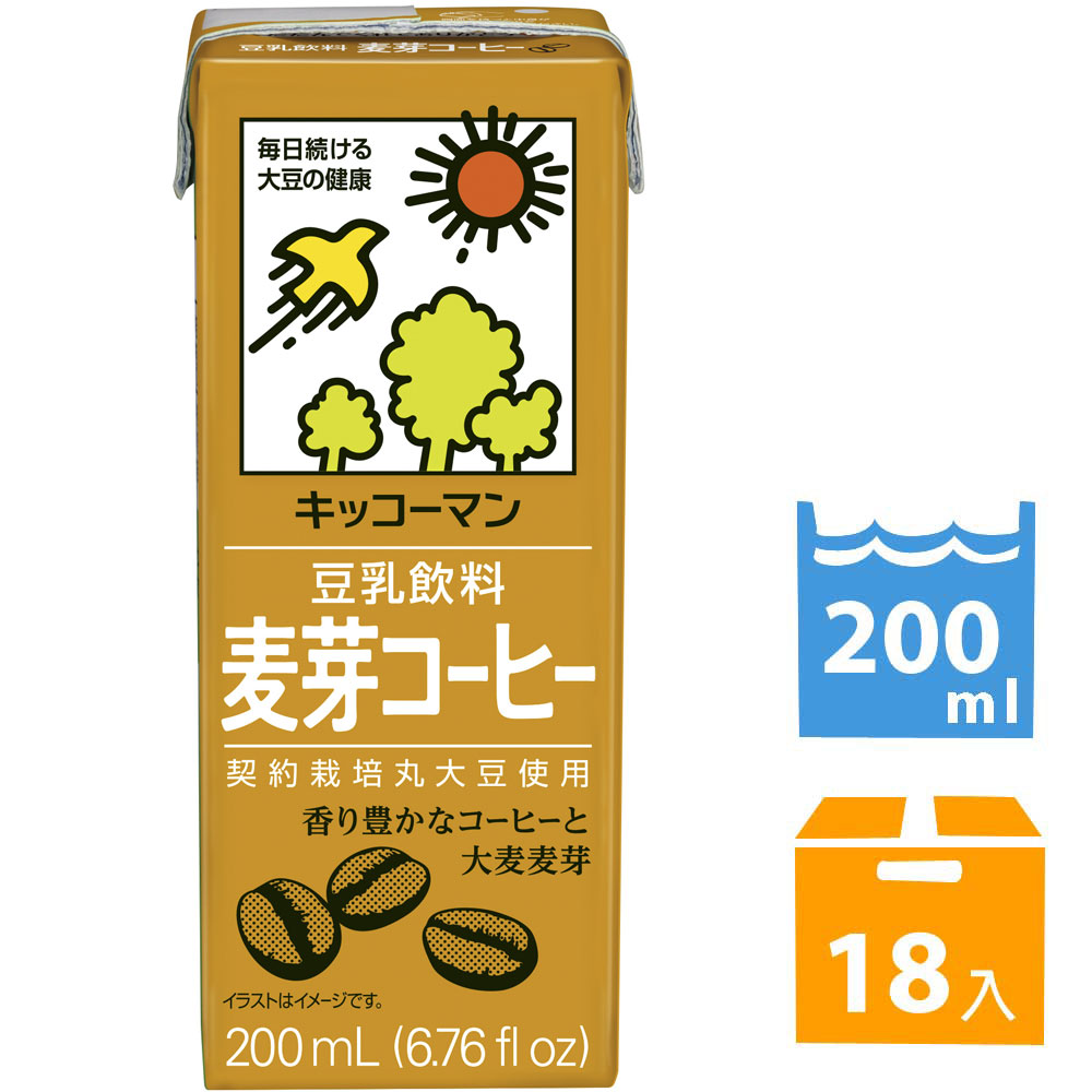 龜甲萬 【 限 時 優 惠 】龜甲萬豆乳豆奶-麥芽咖啡風味 (200ml *18入) #日本製造#豆漿#豆奶