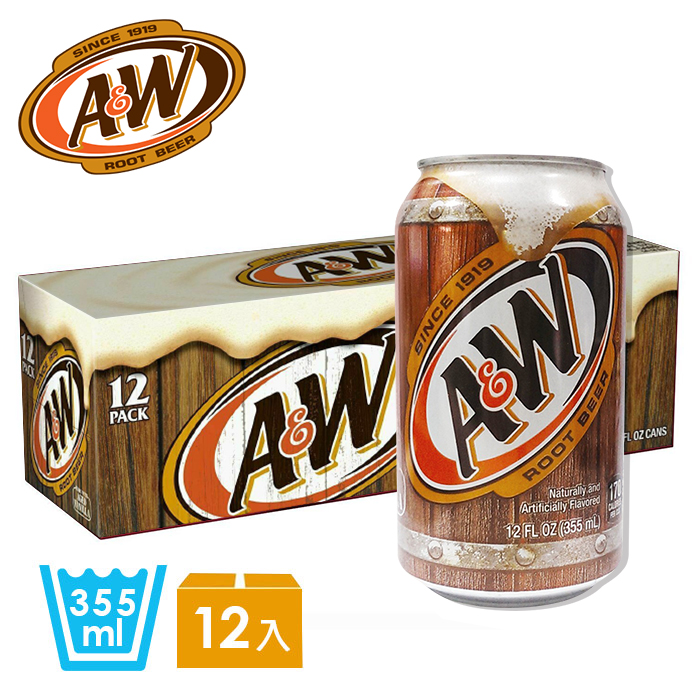 美國 A&W 麥根沙士(355mlx12入)/箱