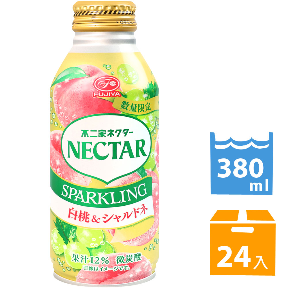 不二家 NECTAR碳酸飲料-蜜桃葡萄風味 (380ml*24入)