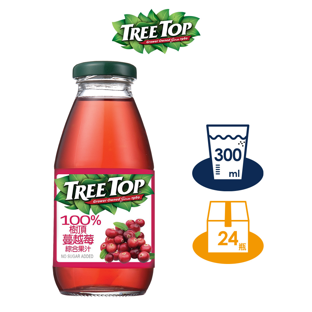 Tree top 樹頂 100%蔓越莓綜合果汁 300mlx1箱(共24入)