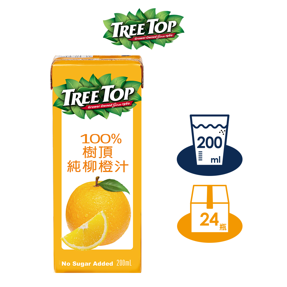 Tree top 樹頂 100%純柳橙汁 200mlx1箱(共24入)