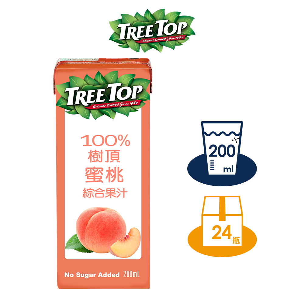 Tree top 樹頂 100%水蜜桃綜合果汁 200mlx1箱(共24入)