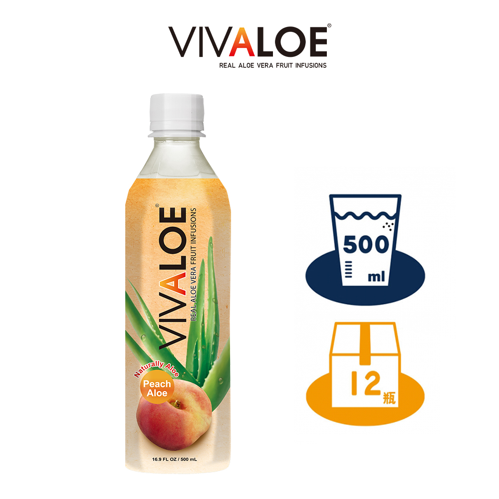 VIVALOE 蜜桃蘆薈綜合果汁飲料 500mlx1箱(共12入)