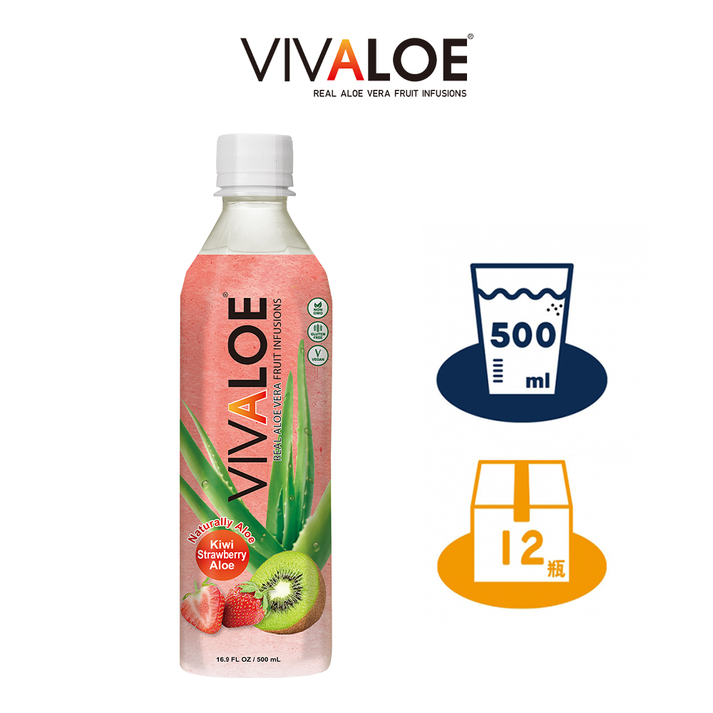 VIVALOE 奇異果草莓蘆薈綜合果汁飲料 500mlx1箱(共12入)