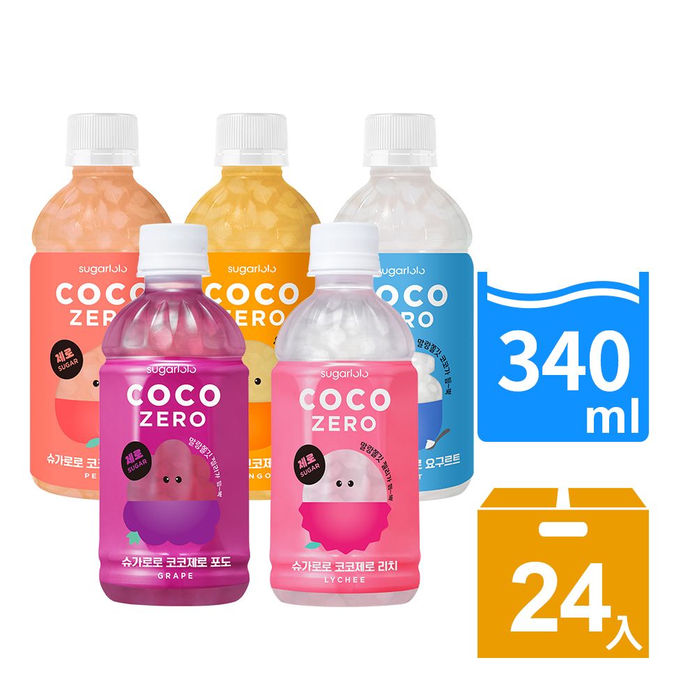韓味不二 韓國椰果飲料340mlx24入/箱購(荔枝/葡萄/優格/芒果/水蜜桃)