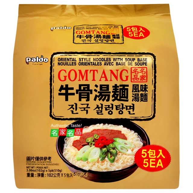 Paldo  韓國牛骨湯麵  102公克X5包入(510公克)