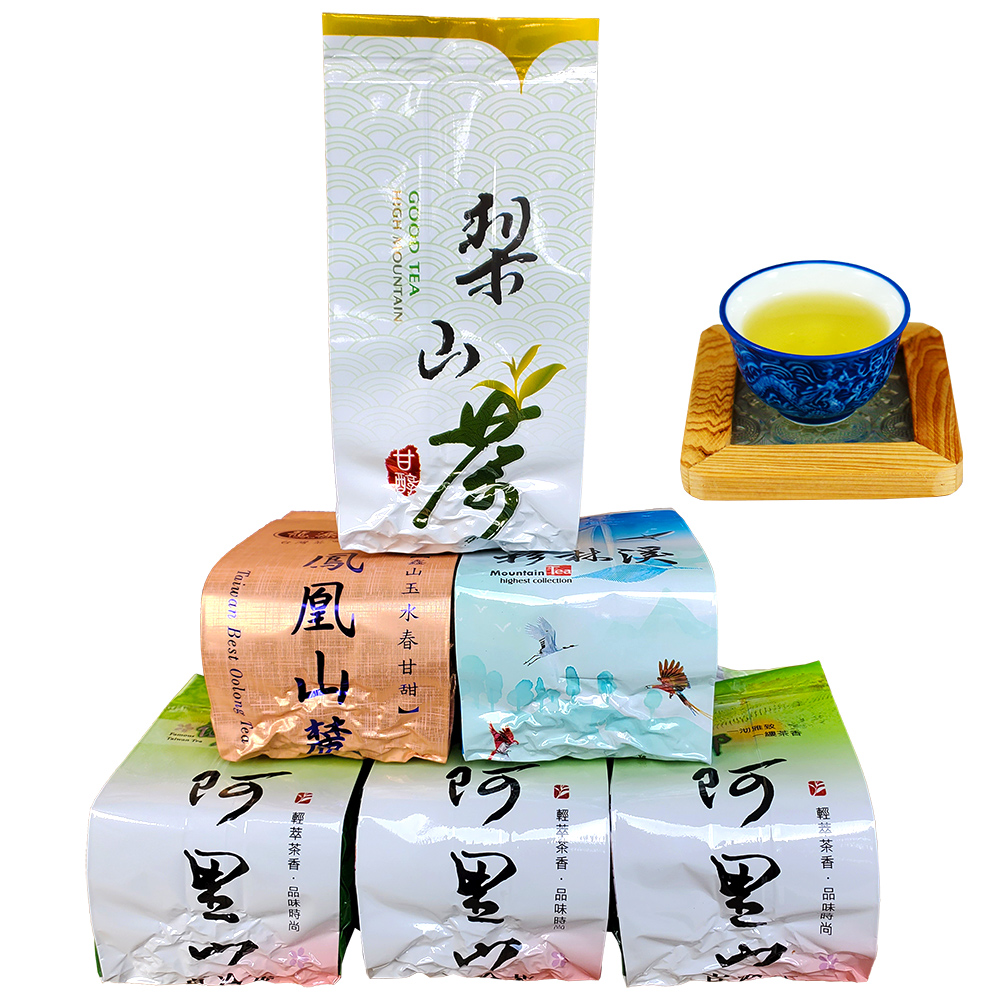 龍源茶品 台灣茗大山頭極品手採梨山烏龍茶葉6包 (共1.5斤-任選梨山高冷茶;杉林溪;阿里山;鳳凰高山茶)