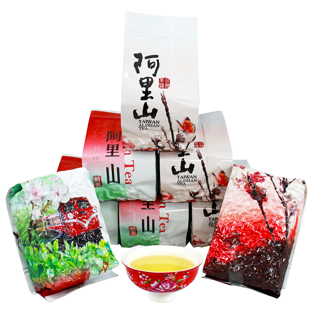 龍源茶品 阿里山生清香+中發酵花果香金萱茶葉8包 (150g/包-共2斤;生青茶;微焙火;中發酵;附提袋)