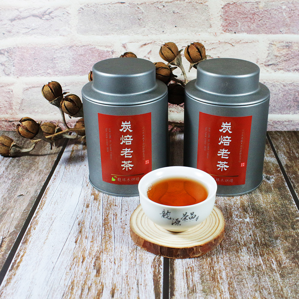 龍源茶品 二十年典藏茶灶炭焙老茶烏龍茶葉2罐(50g/罐-共100g;龍眼木炭焙茶;熟茶;重焙火;重發酵)