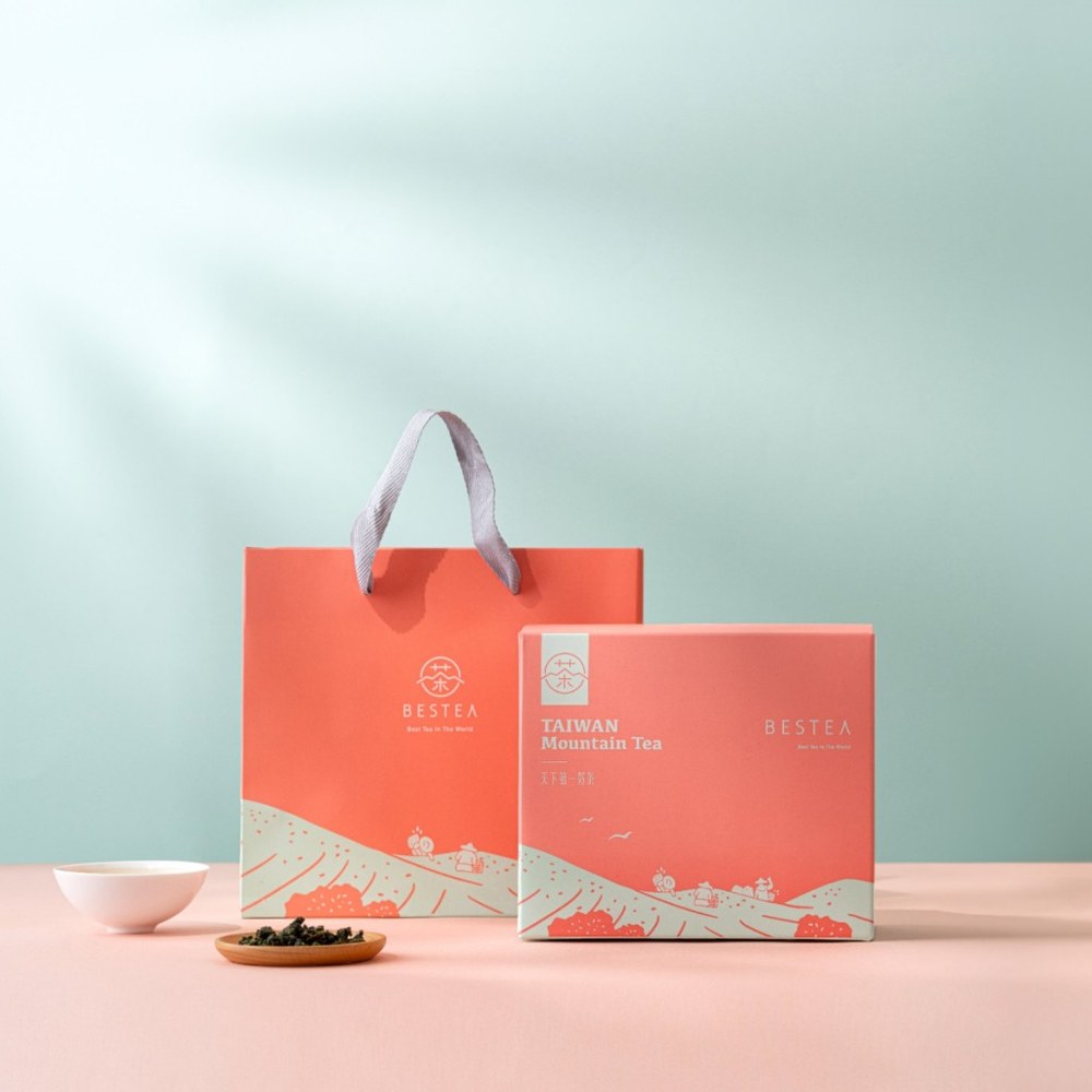 BESTEA 天下第一好茶 暖心茶山茶葉禮盒300g 梨山茶+大禹嶺 台灣茶150g x2罐 手繪設計 伴手禮 活動贈禮 附提袋