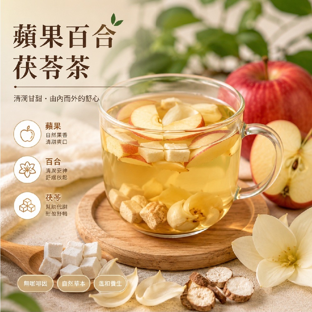 RealShop 真食材本舖 4包組 蘋果百合茯苓茶 18gx15入x4包