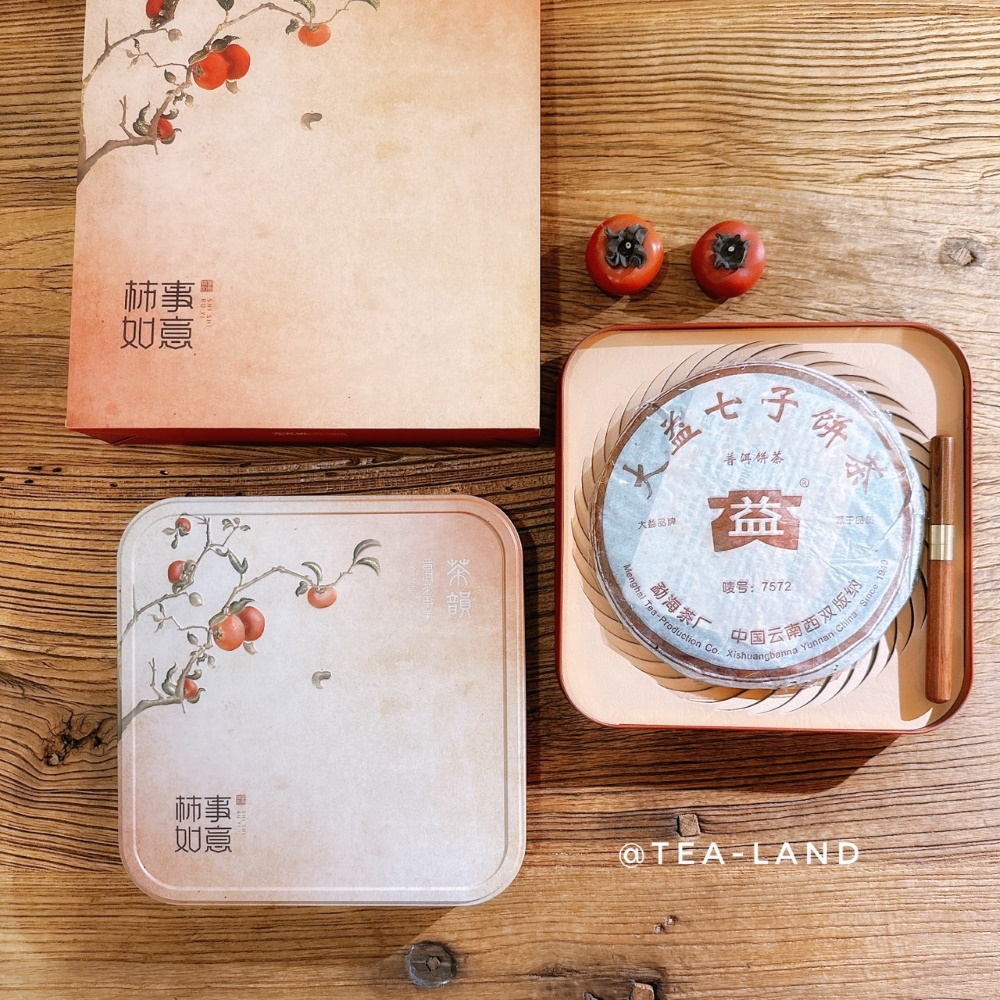 茶韻 柿事如意萬事吉 茶葉禮盒 2006年7572熟茶一餅(附提袋)