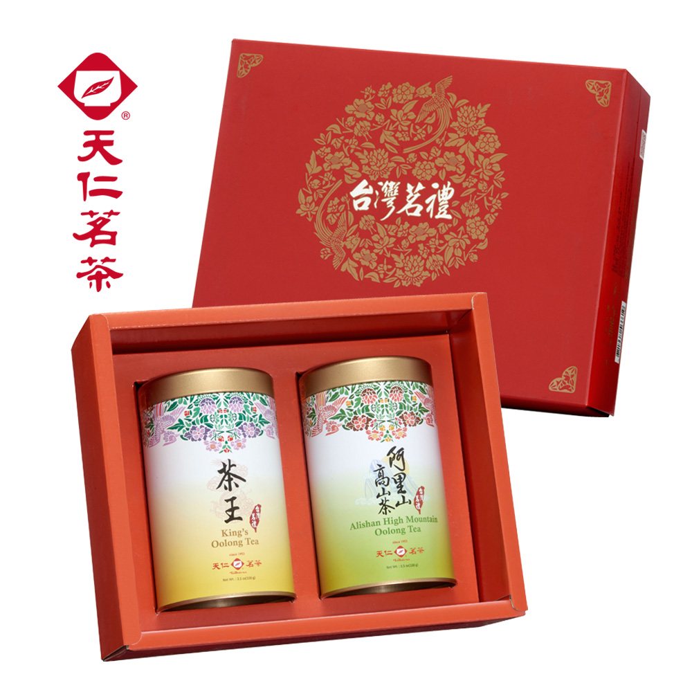 天仁茗茶 天仁台灣茗禮茶葉禮盒-附提袋(阿里山茶100g+茶王100g)