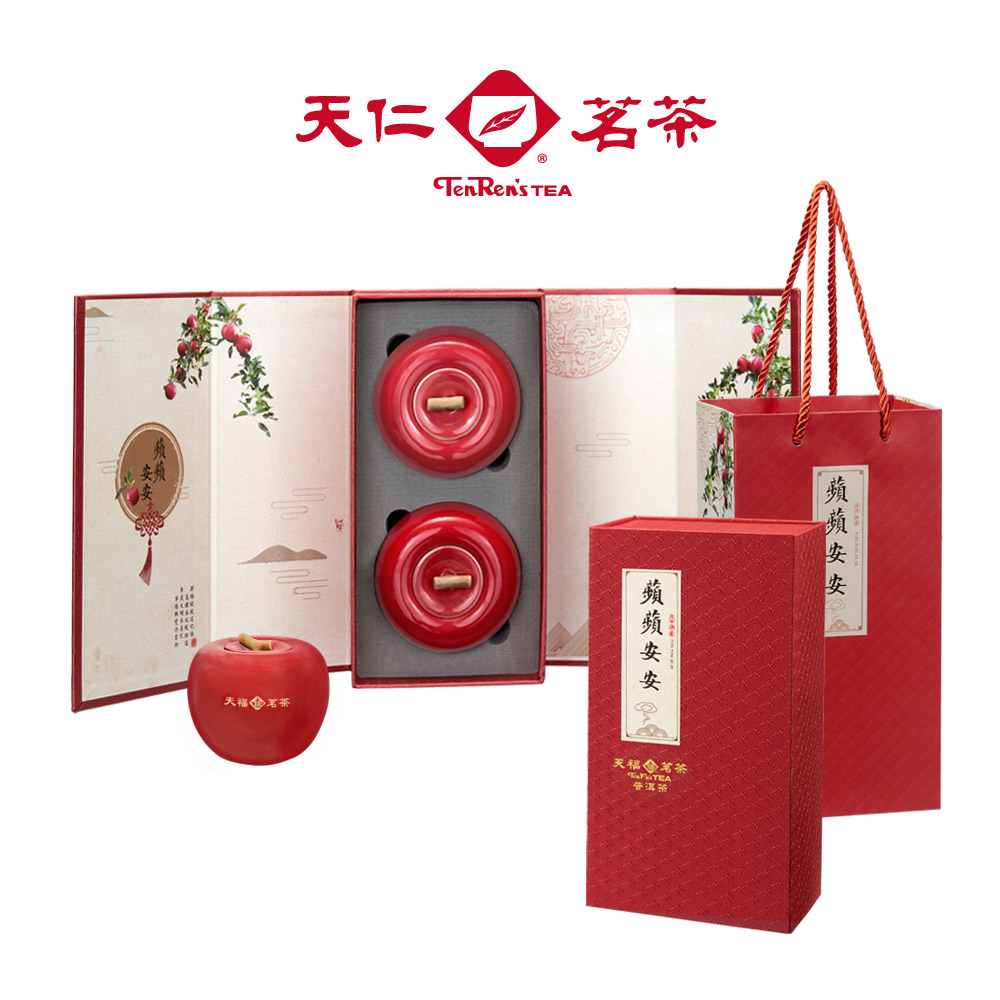 天仁 【 茗茶】蘋蘋安安普洱茶禮盒-附提袋70gX2盒