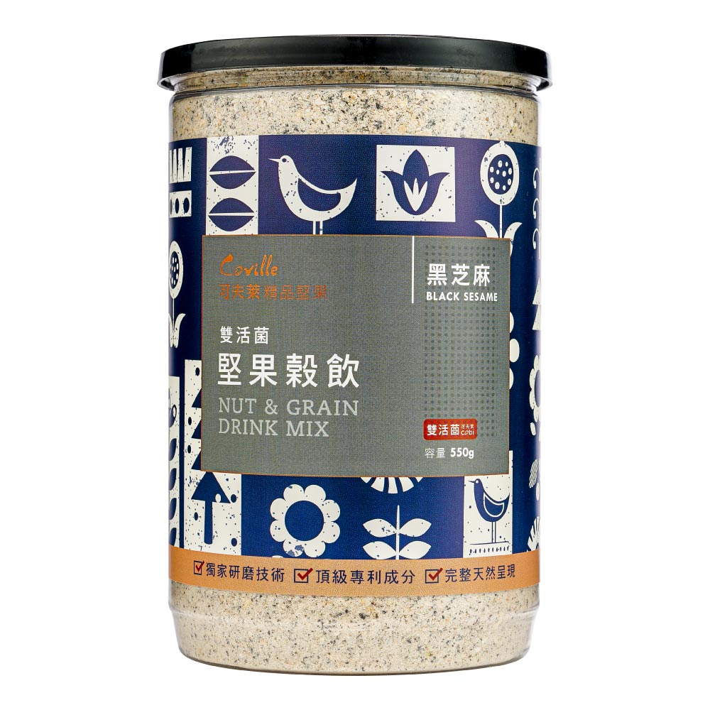 可夫萊精品堅果 雙活菌堅果穀飲(黑芝麻)550g/罐| 2入組