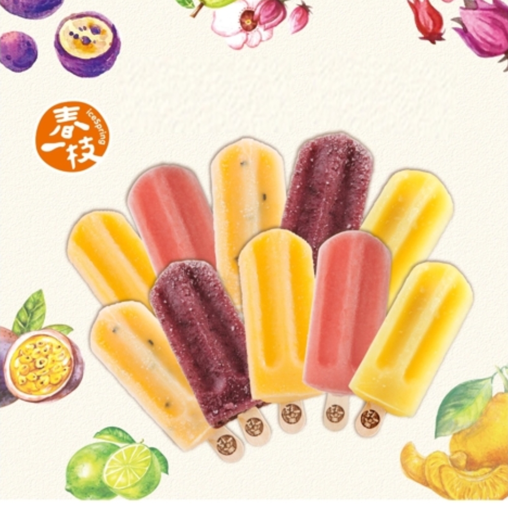 春一枝 水果冰棒熱銷12入組合(贈mini冰棒12入) 海鹽西瓜/芭樂檸檬/芒果/椪柑/百香果/葡萄/青芒果