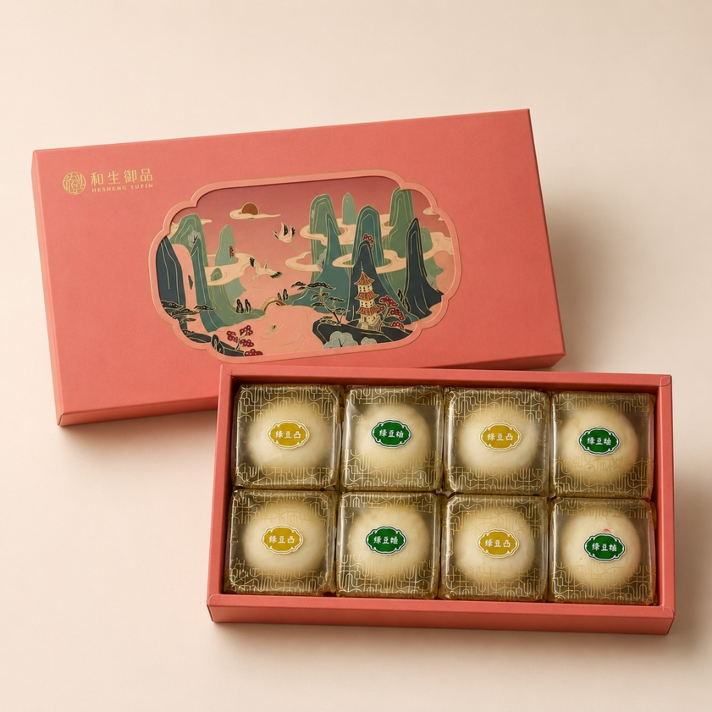 和生御品 蘇式經典禮盒8入禮盒(綠豆凸+綠豆椪)