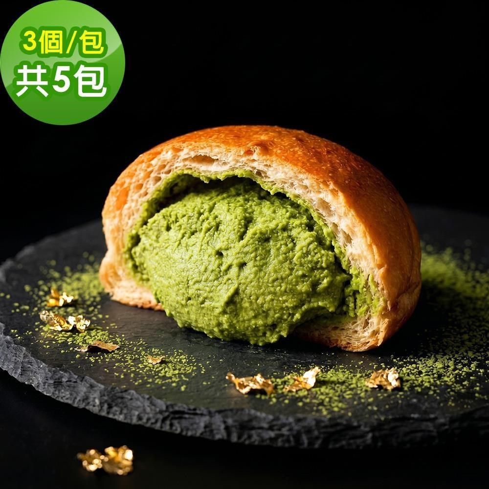 i3微澱粉 低糖好纖手工麵包-抹茶餡小餐包15顆(271控糖配方 麵包 爆漿)