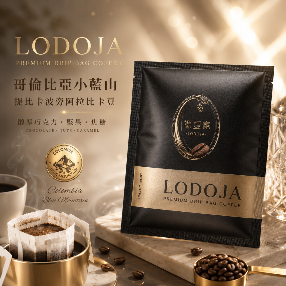 LODOJA 裸豆家 哥倫比亞小藍山精品手沖濾掛咖啡30包(12g/包 深烘培 阿拉比卡豆 )