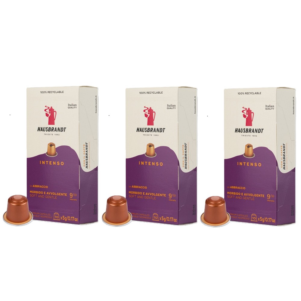 HAUSBRANDT INTENSO 咖啡膠囊(5gX10入/盒X3盒 適用於Nespresso膠囊咖啡機)