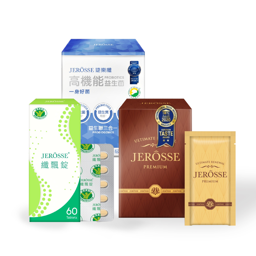 JEROSSE 婕樂纖 【VIP優惠價】纖飄錠1盒+益生菌1盒+肽纖飲2盒