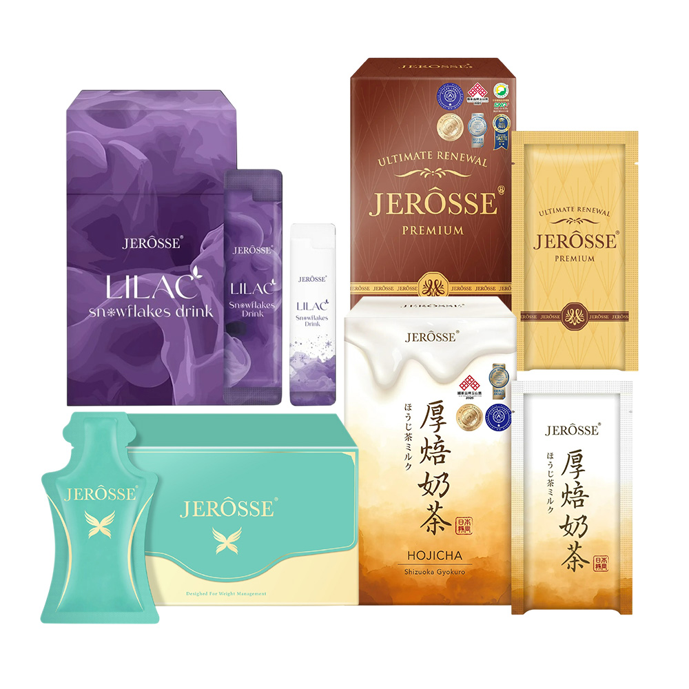 JEROSSE 婕樂纖 肽纖飲可可1盒+肽纖飲奶茶1盒+紫纖飲1盒+纖纖飲1盒