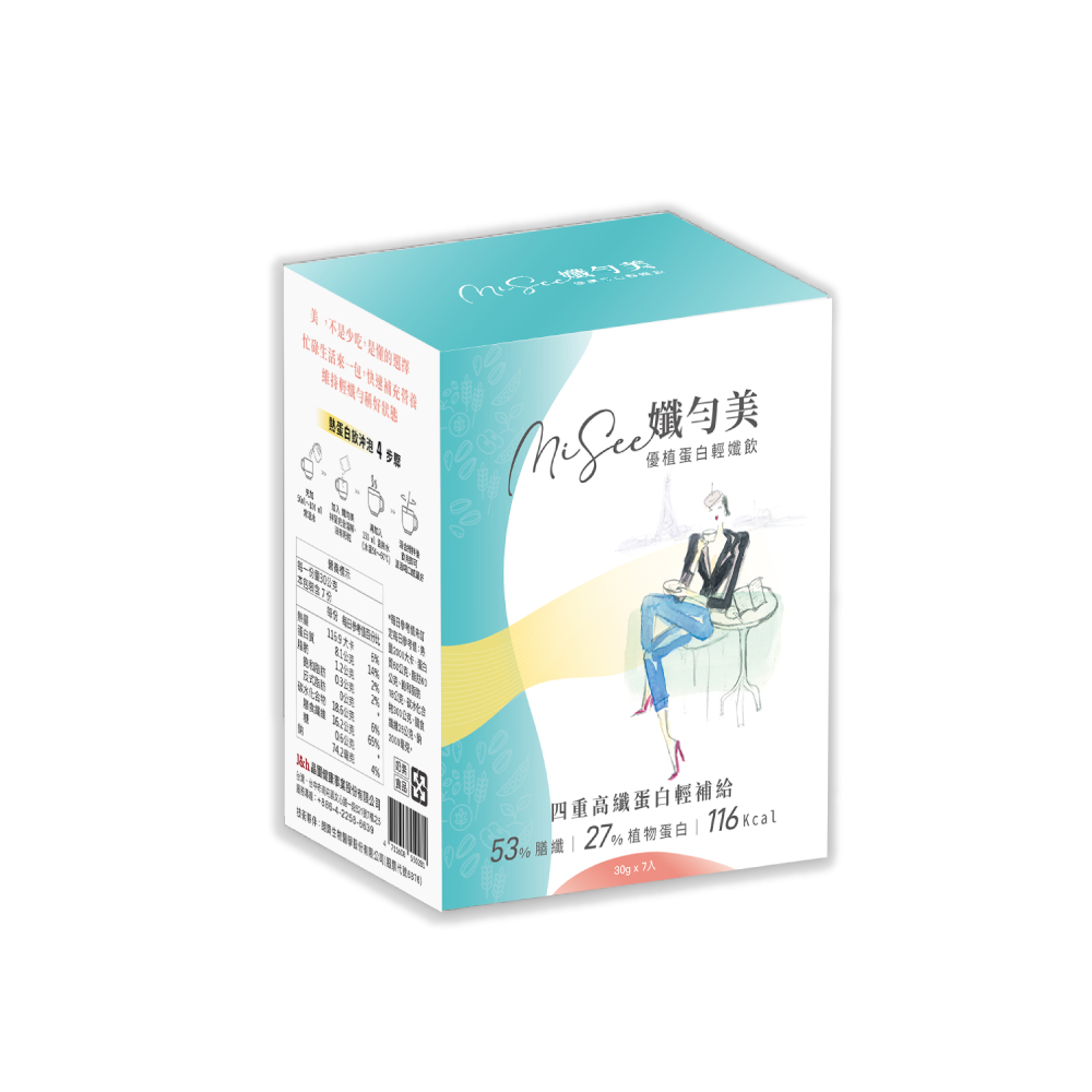 晶璽 Misee 孅勻美-優植蛋白高纖飲 7入_水解豌豆植物蛋白 多種堅果蛋白 冰晶小球藻 白皮山醇 蘋果多酚