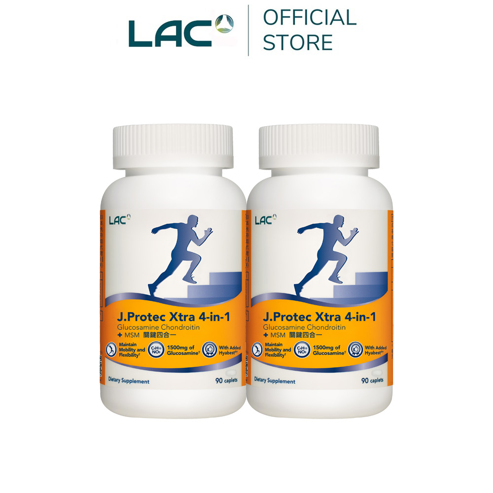 LAC 利維喜 敏力捷Xtra四合一食品錠(90錠/瓶)x2入組 (葡萄糖胺/軟骨素/MSM)