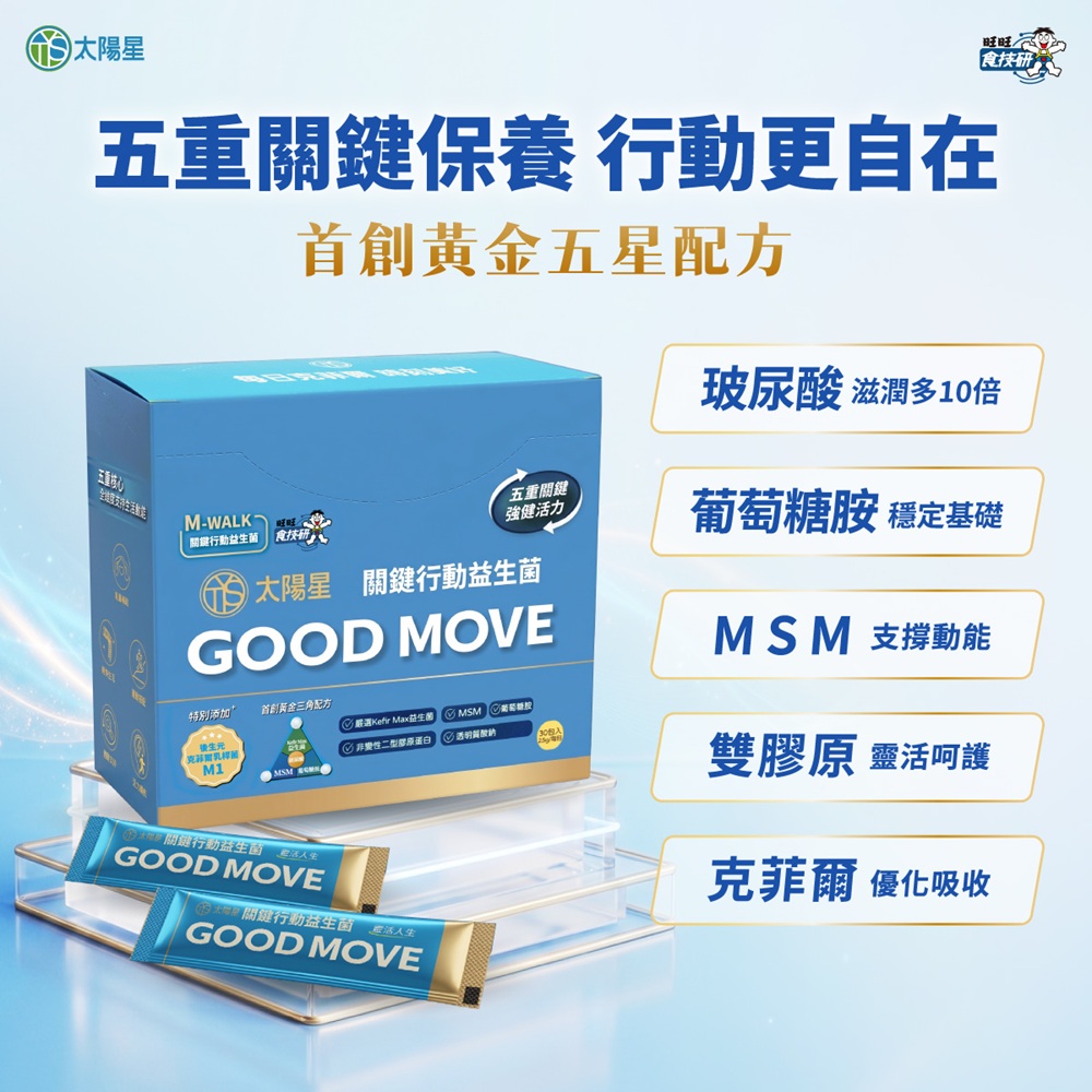 tystar 太陽星 關鍵行動益生菌(2.5g*30包/葡萄糖胺 × 軟骨素 × MSM)