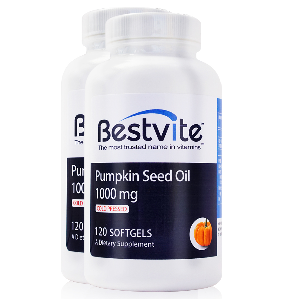 《美國Bestvite》必賜力天然南瓜籽油膠囊順暢組(1000mg/顆；2瓶共240顆)成熟男性必備