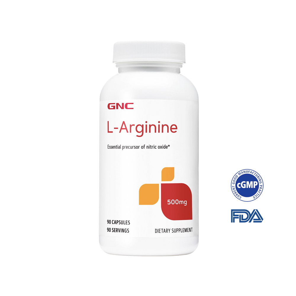 GNC 健安喜 左旋精胺酸500膠囊食品(90粒/瓶) 促進新陳代謝 增強體力 精神旺盛