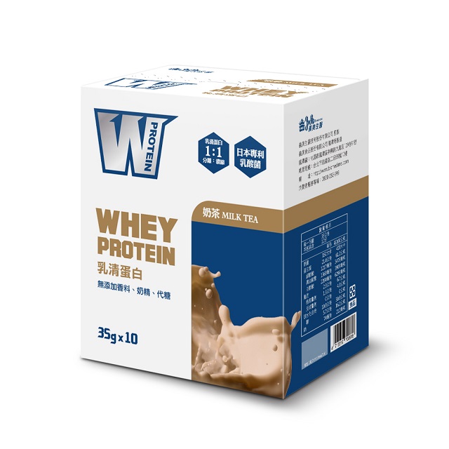 義美生醫 W PROTEIN乳清蛋白飲-奶茶350g(35g*10包/盒)X3盒