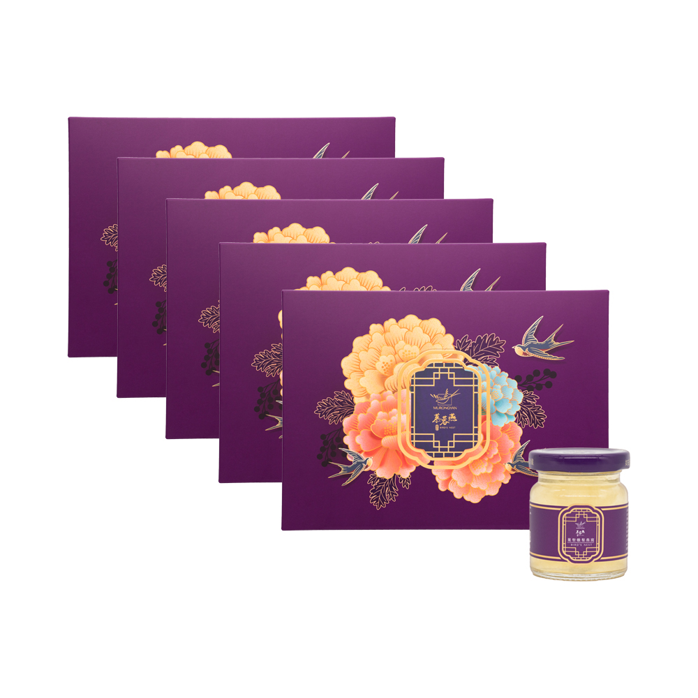 MURONGYAN 慕蓉燕 巢聖燉梨燕窩6入禮盒x5盒組(60g/瓶/禮盒/附提袋/威品嚴選)