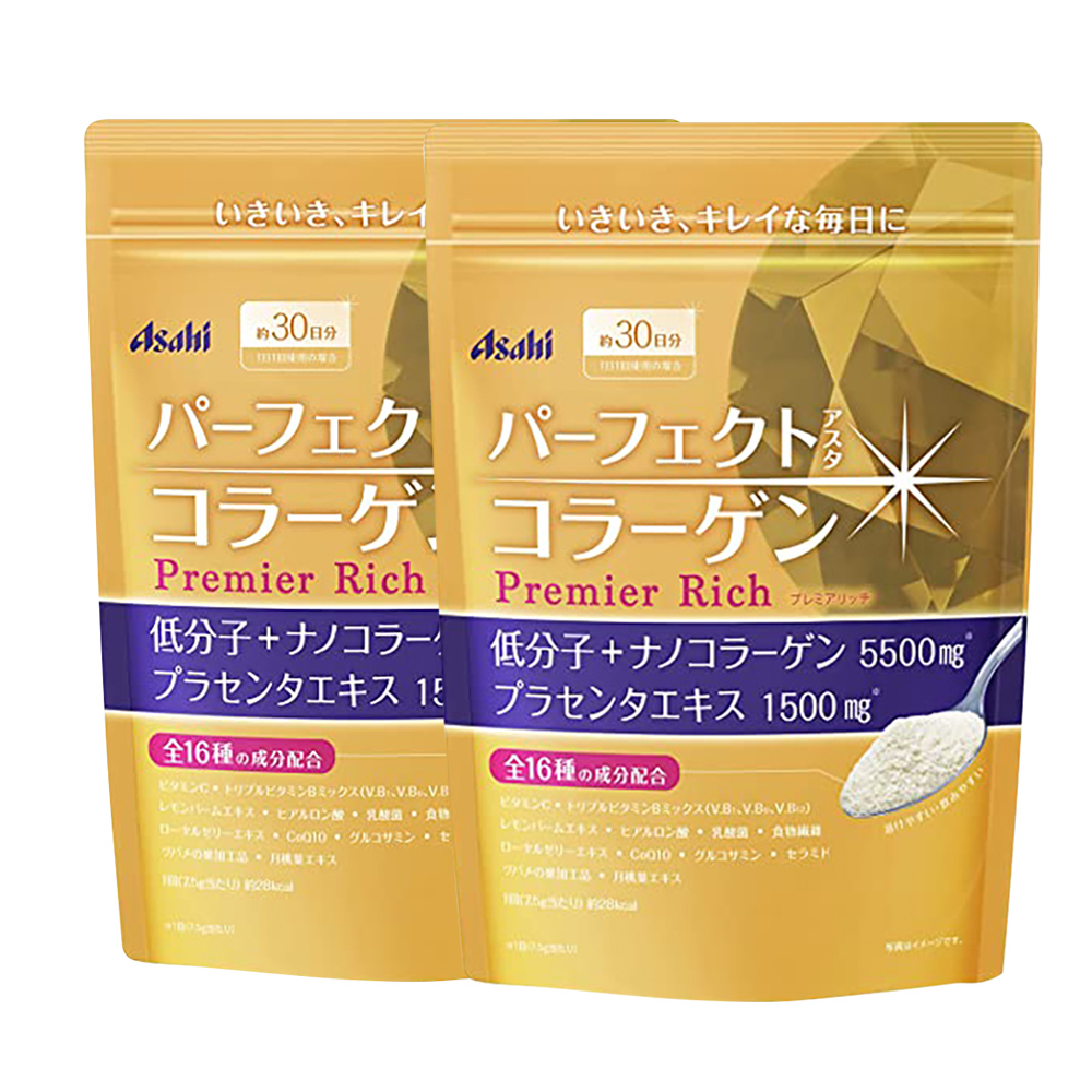 Asahi 朝日 【日本 】 神經醯胺膠原蛋白+玻尿酸Q10粉 黃金尊爵 (228g/包) 買一送一